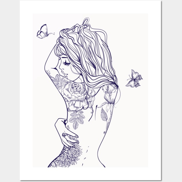 Tattoo Silhouette Wall Art by EveFarb